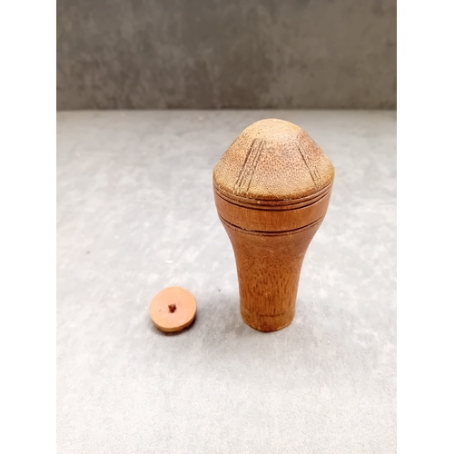 367 - Antique Hand Made wooden pot with a cork lid.&nbsp;