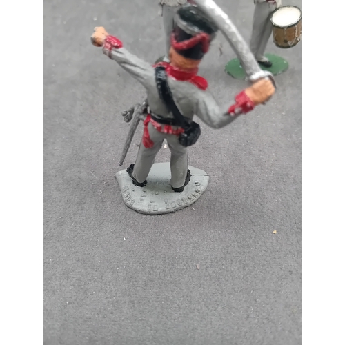 586 - A group of five hand-painted, cast metal miniature military figures, depicting soldiers in period Eu... 