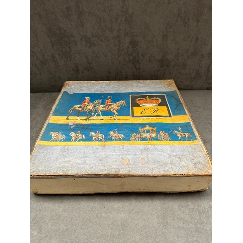 657 - ER Royal set includes queens guards and horse and carriage. made by John Hill Co Metal Toys.&nbsp;