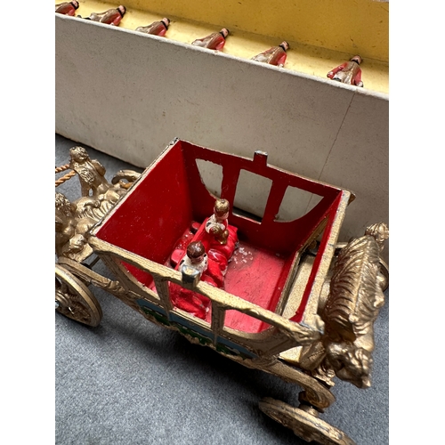 657 - ER Royal set includes queens guards and horse and carriage. made by John Hill Co Metal Toys.&nbsp;