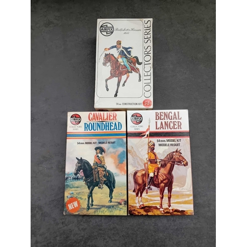 152 - 3x Airfix model figures 1x British 10th Hussar 1815 54mm model kit new in box 1x Cavalier Roundhead ... 