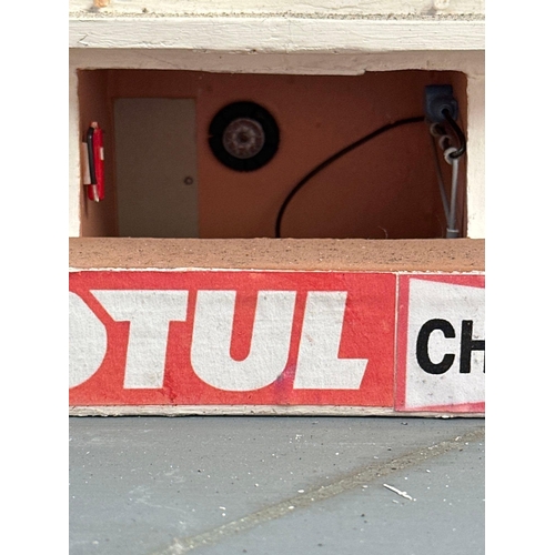 206 - Hand made scalextric pit crew stand 84 cm length 30 cm height 39 cm depth