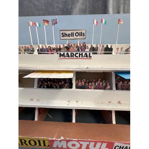 206 - Hand made scalextric pit crew stand 84 cm length 30 cm height 39 cm depth