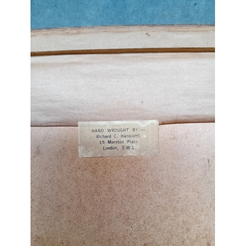 261 - This framed metal relief art piece depicts a vintage Fiat 1901 automobile. It is crafted from copper... 