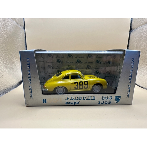 275 - A Brumm S004 "special serie" die-cast model of a yellow 1952 Porsche 356 coupe, decorated ... 