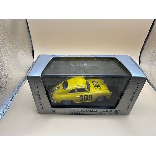275 - A Brumm S004 "special serie" die-cast model of a yellow 1952 Porsche 356 coupe, decorated ... 