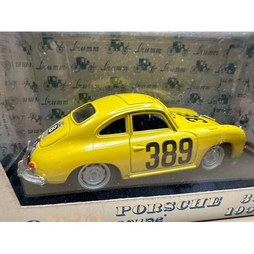 275 - A Brumm S004 "special serie" die-cast model of a yellow 1952 Porsche 356 coupe, decorated ... 