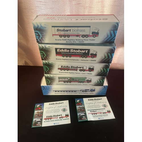 405 - A collection of five 1/76 scale die-cast model trucks from the Atlas Editions Eddie Stobart Collecti... 