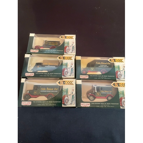 411 - A group of five Lledo Days Gone Eddie Stobart die-cast model trucks, depicting vintage commercial ve... 