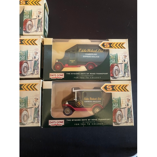 411 - A group of five Lledo Days Gone Eddie Stobart die-cast model trucks, depicting vintage commercial ve... 