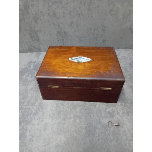 467 - Antique 19th Century Mother of pearl Ladies Jewelry box with key as pictured&nbsp;
size 30cm x 22cm ... 