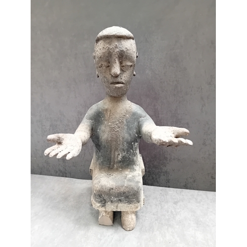 49 - Ghana Fante Seated figure With outstreched arms and up turned hands 47 cm Tall as pictured&nbsp;