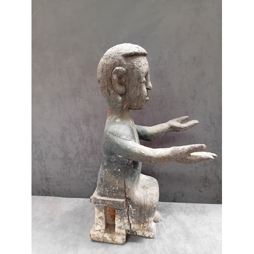 49 - Ghana Fante Seated figure With outstreched arms and up turned hands 47 cm Tall as pictured&nbsp;