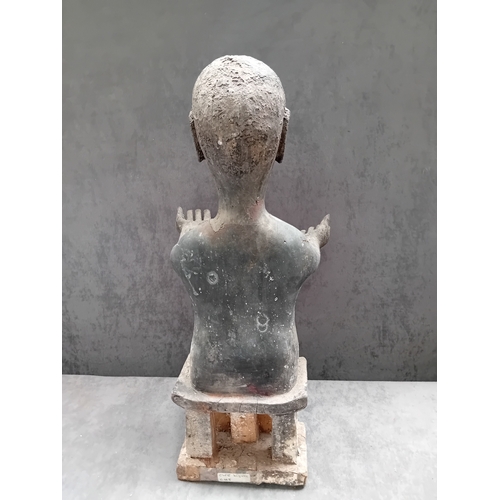 49 - Ghana Fante Seated figure With outstreched arms and up turned hands 47 cm Tall as pictured&nbsp;