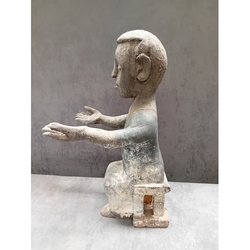 49 - Ghana Fante Seated figure With outstreched arms and up turned hands 47 cm Tall as pictured&nbsp;