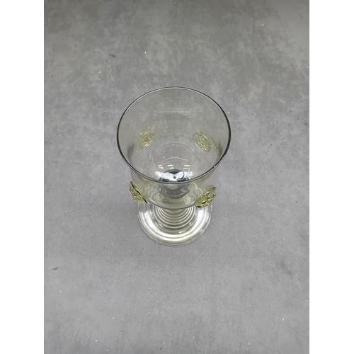 579 - Possibly A 17th Century Dutch Roemer Wine Glass, crafted from light greenish-tinted glass. The vesse... 