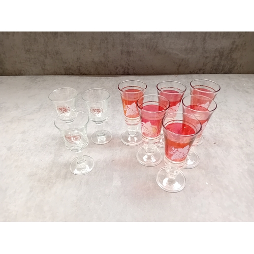 603 - Mixed lot of Glassware containing 3 x fine old Sherry Glasses and 6 x Kristall Lubiana Italy Glasses... 