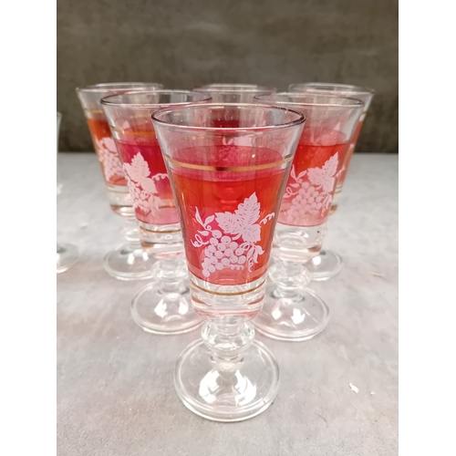 603 - Mixed lot of Glassware containing 3 x fine old Sherry Glasses and 6 x Kristall Lubiana Italy Glasses... 