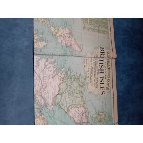 619 - Large original Richardsons chart of the British Isles cloth map this would make a great display piec... 