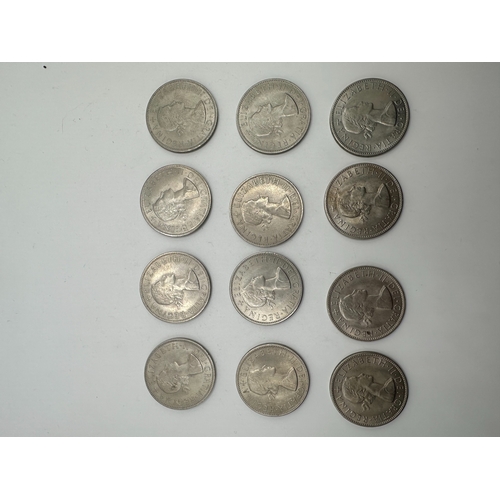 631 - A collection of twelve British Half Crown coins, comprising examples predominantly from the reign of... 