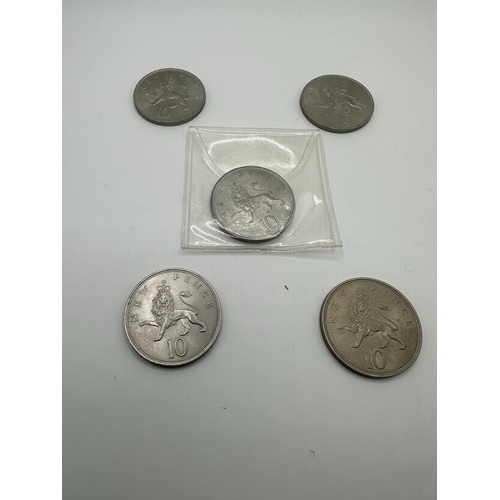 636 - 5 x 1968 UNC 2 shilling 10 pence Coins&nbsp;