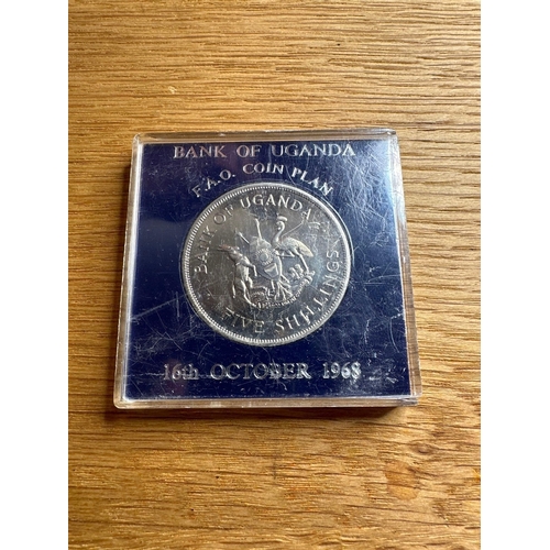 652 - Bank Of Uganda 1968 5 Shillings Proof Coin Cased