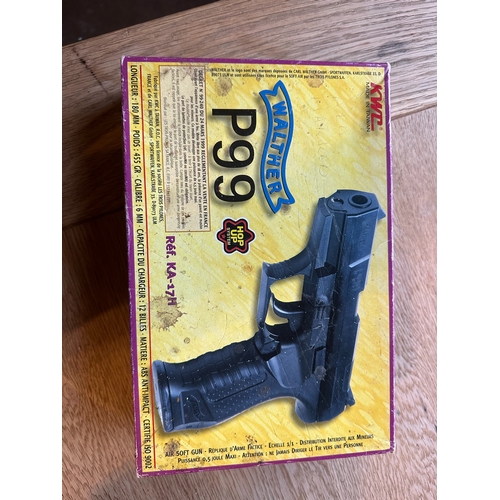 95 - A KWC manufactured 1:1 scale replica airsoft pistol set, modeled after the Walther P99 handgun. The ... 