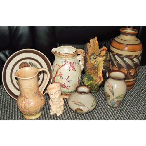 12 - Mixed selection of vintage  Denby  Langley , Arthur woods and Price Bros wares , + vintage Bossons c... 