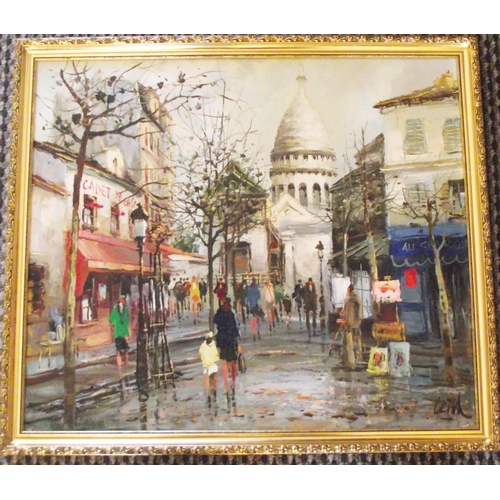 24 - Quality oil on canvas (Montmartre) signed Leiva bottom right . inscription to reverse (signed J L Le... 