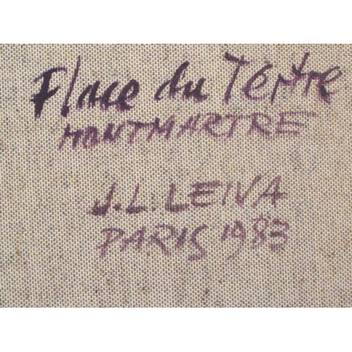 24 - Quality oil on canvas (Montmartre) signed Leiva bottom right . inscription to reverse (signed J L Le... 