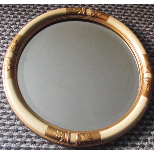 30 - Art deco style bevel glass circular wall mirror with faux ivory and embossed  style frame (frame 14... 