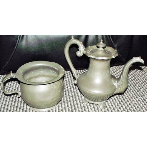 32 - French 19thc Pewter chamber pot stamped Maison Leseigneur Deverre st  Caen  + Antique Shaw & Fisher ... 