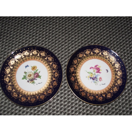 35 - Superb pair of  Sevres louis Phillipe style cabinet plates , hand painted floral centres with  exqui... 