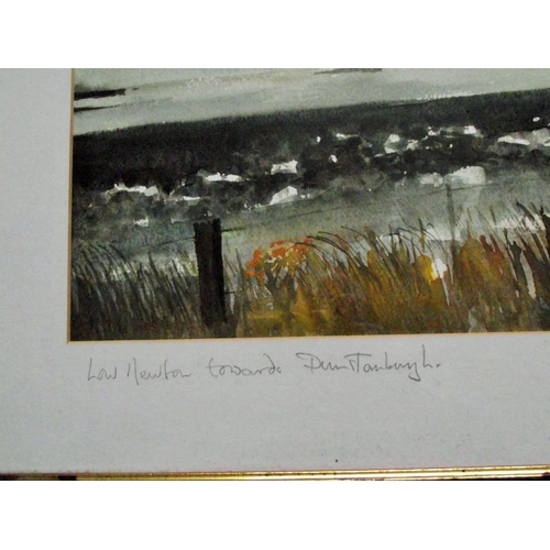 40 - Large framed and glazed watercolour ( Low Newton towards Dunstanburgh ) signed lower left   ****** T... 