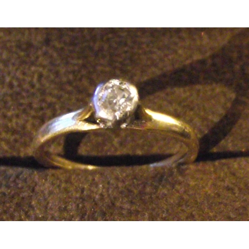 52 - Ladies 18ct gold solitaire diamond set ring  size M  2.4g approx.