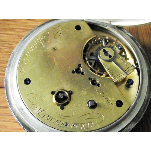 74 - Silver Centre Seconds Chronograph  pocket watch London 1885 Charles Chesterman (seen ticking  missin... 