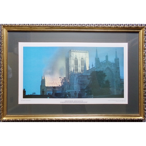 106 - Framed and glazed Historic photographic addition print of The Fire at York Minster 9th July 1984 pre... 