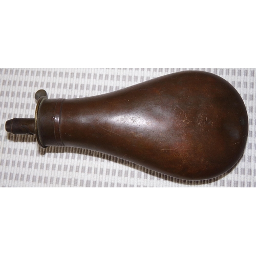 22 - 19thc copper flintlock powder flask