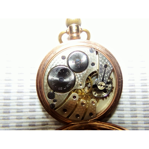 39 - Rolex pocket watch in a gold plated star Denison watch co case. Face signed Rolex, movement signed R... 