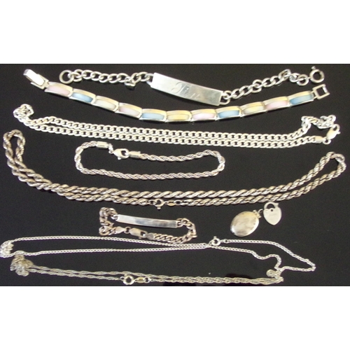 66 - Good selection of assorted Silver necklaces etc.79.6g approx.