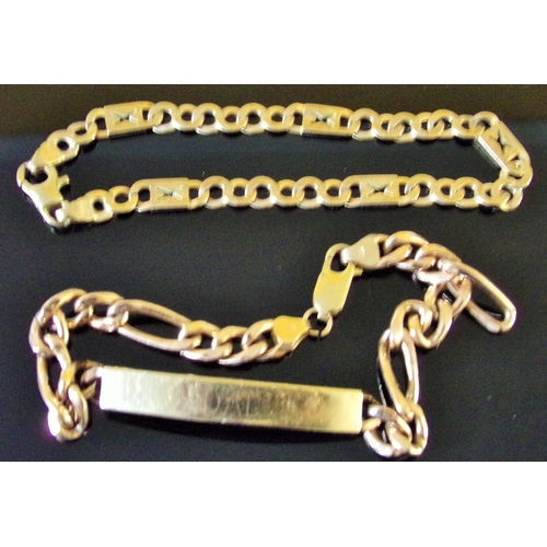 68 - Ladies & gents 9ct gold bracelets (gents one marked DAD) 15.2g approx.