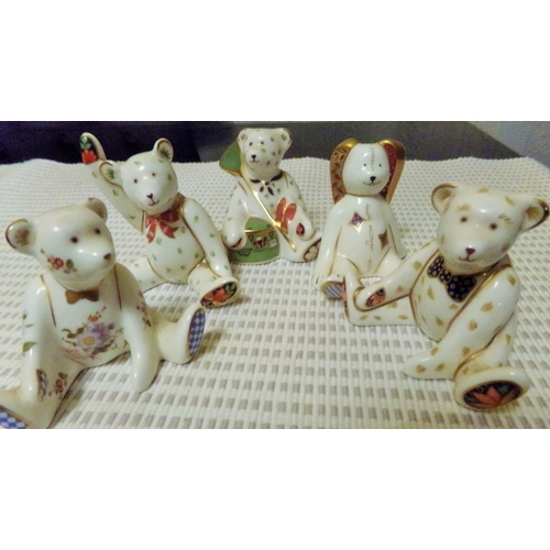 77 - 5 x miniature 3â approx. teddy bear paperweights no stoppers