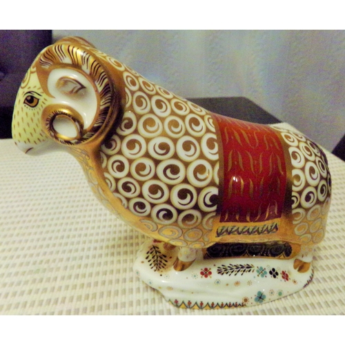 80 - Royal Crown Derby The Ram of Colchis ltd edition no 561/750 gold stopper 1st quality