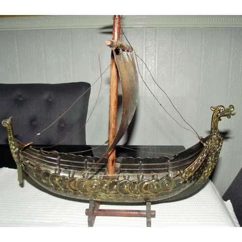 83 - Cast bronze model of a Viking longboat in the manner of Danish artist EDWARD AAGAARD