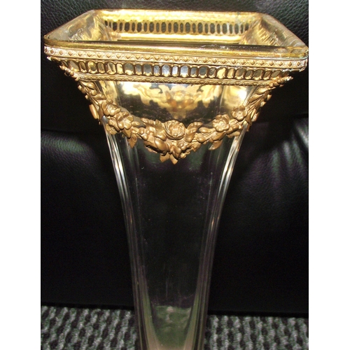 86 - Antique tall 13 French quality ormolu mounted glass trumpet vase circa 1900