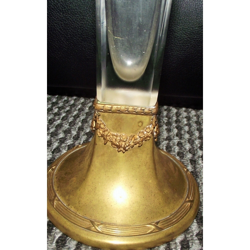 86 - Antique tall 13 French quality ormolu mounted glass trumpet vase circa 1900