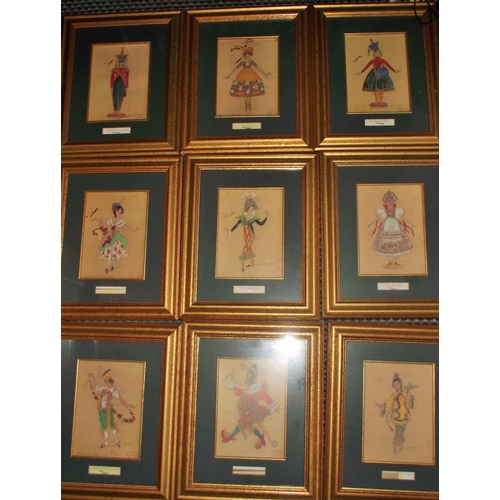 97 - 9x limited edition prints of the original costume designs of the Bolshoi Ballet Company's production... 