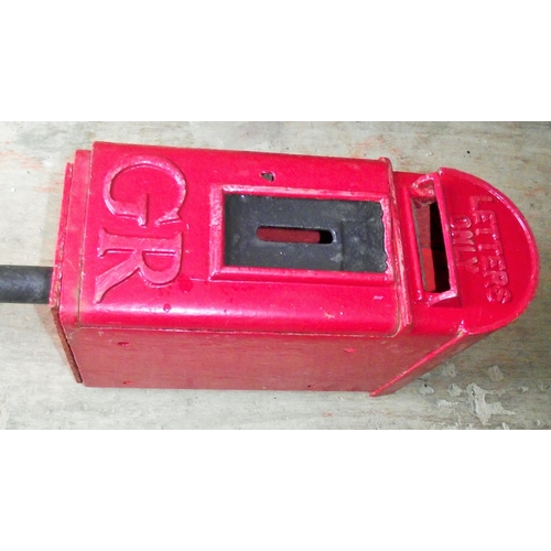 1 - Original Red  cast iron Letter box Letters only GR  on fixed post ( requires new  key- mechanism  ea... 