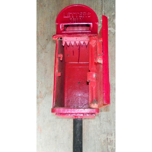 1 - Original Red  cast iron Letter box Letters only GR  on fixed post ( requires new  key- mechanism  ea... 