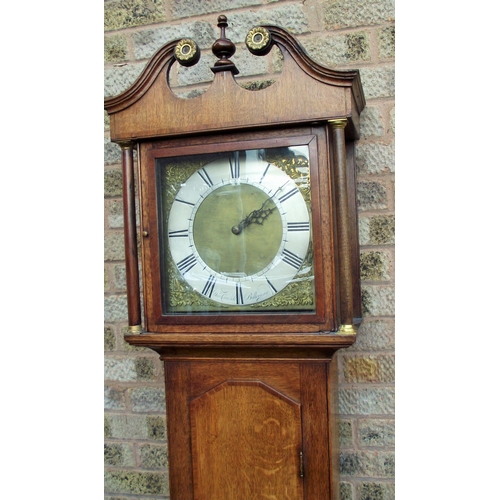 98 - Rare Antique Oak cased Grandfather clock with single weight 79 approx.  Dial signed Dan Cornwell Bi... 